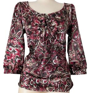 Satin Babydoll Top Medium Y2K Forest Fairy Grunge Bow Boho Festival Going Out